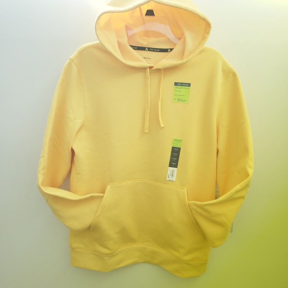 Tek Gear Ultrasoft Fleece Pullover Hoodie, Color - Flame Yellow, Size S, RN#7327